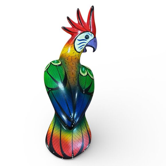 Other - Hand Painted Ceramic Parrot Bird Hanging Wall Decor Colorful Folk Art 10”